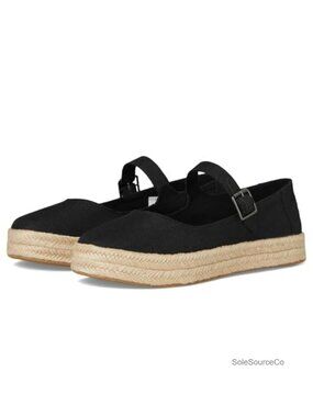 Canvas Mary Jane Flatform Espadrilles - Cushioned Buckle Flat Shoes